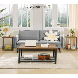 Rustic Side Table Vintage Industrial Style Storage Shelf Sofa Coffee End Plant Stand - Image 4
