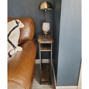 Narrow Side Table Small Rustic Slim Sofa End Vintage Industrial Storage Coffee Unit - Image 4