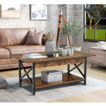 Industrial Coffee Table Vintage Retro Storage Shelf Rustic Metal Side End Unit
