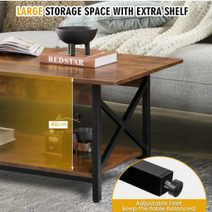 Industrial Coffee Table Vintage Retro Storage Shelf Rustic Metal Side End Unit - Image 4