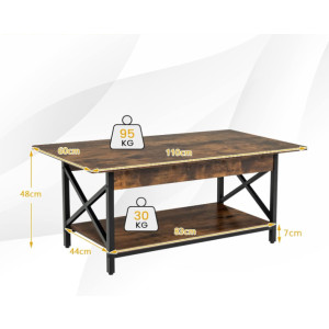 Industrial Coffee Table Vintage Retro Storage Shelf Rustic Metal Side End Unit - Image 5