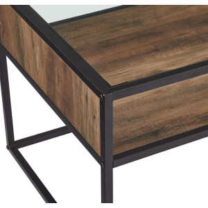 Industrial Coffee Table Rustic Glass Storage Shelf Modern Side End Furniture - Image 3