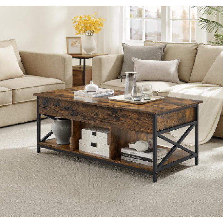 Extra Large Rustic Storage Table Large Coffee Table Vintage Industrial Lift Top Storage Rustic Metal ...