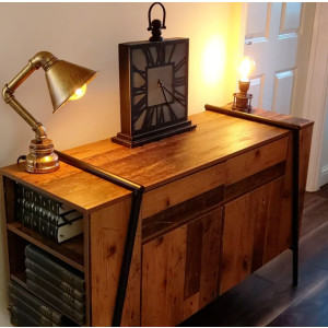 Large Industrial Sideboard Rustic Metal Cupboard Storage Side TV Cabinet Unit - Image 2