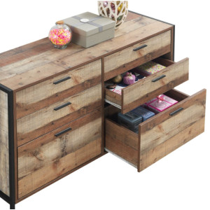 Large Storage Sideboard Rustic Oak Chest Drawer Vintage Industrial Console Table - Image 5