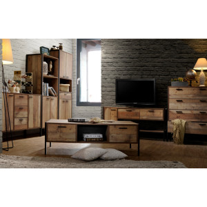 Large Storage Sideboard Rustic Oak Chest Drawer Vintage Industrial Console Table - Image 4