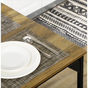 Dining Table and Bench Set Vintage Industrial Kitchen Rustic Metal Space Saving - Image 4