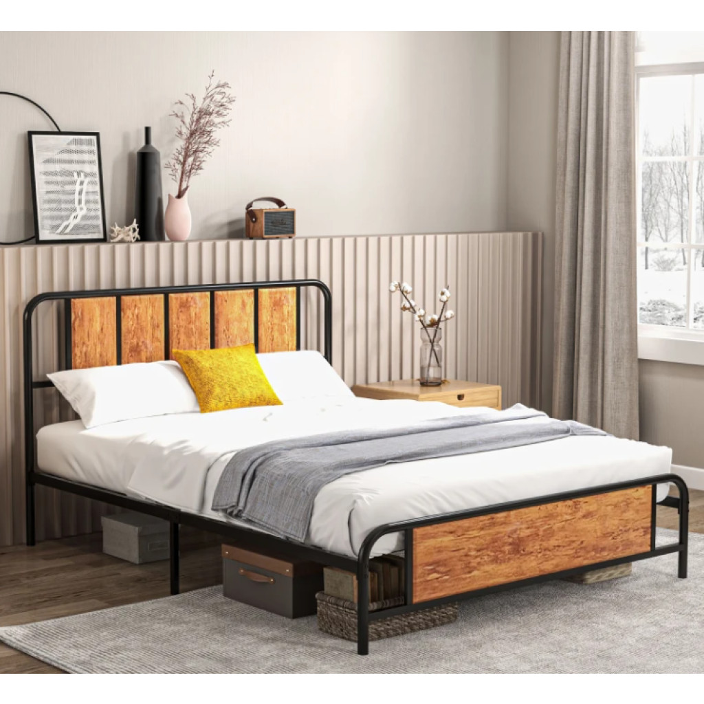 Image result for King Size Bed Frame Rustic Metal Bedroom Furniture Vintage Industrial ...