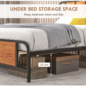 King Size Bed Frame Rustic Metal Bedroom Furniture Vintage Industrial Headboard - Image 3