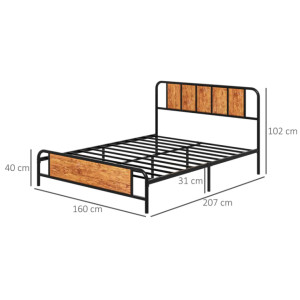 King Size Bed Frame Rustic Metal Bedroom Furniture Vintage Industrial Headboard - Image 5