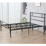 King Size Bed Frame Industrial Bedroom Furniture Rustic Metal Slat Support Headboard