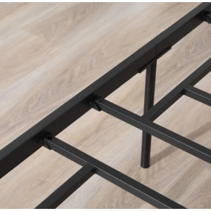 King Size Bed Frame Industrial Bedroom Furniture Rustic Metal Slat Support Headboard - Image 4