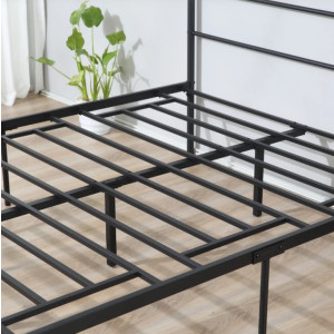 King Size Bed Frame Industrial Bedroom Furniture Rustic Metal Slat Support Headboard - Image 3