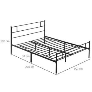 King Size Bed Frame Industrial Bedroom Furniture Rustic Metal Slat Support Headboard - Image 5