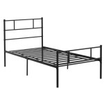 Single Bed Frame Industrial Bedroom Furniture Small Rustic Metal Slat Support Headboard