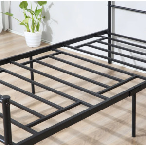 Single Bed Frame Industrial Bedroom Furniture Small Rustic Metal Slat Support Headboard - Image 3