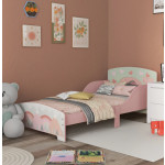 Kids Bed Frame Children Bedroom Furniture Wooden Girls Pink Single Side Rails