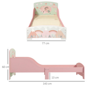 Kids Bed Frame Children Bedroom Furniture Wooden Girls Pink Single Side Rails - Image 7