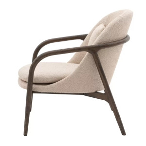 Mid Century Style Armchair Vintage Danish Fabric Seat Accent Lounge Wooden Sofa Chair - Image 3