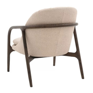 Mid Century Style Armchair Vintage Danish Fabric Seat Accent Lounge Wooden Sofa Chair - Image 4