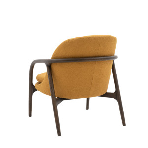 Mid Century Style Armchair Vintage Danish Fabric Seat Accent Wooden Sofa Chair Ochre - Image 3