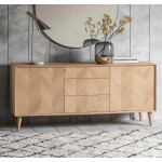 Large Oak Sideboard Scandinavian Modern Style Storage Cupboard Rustic Drawers