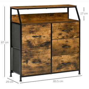 Industrial Chest of Drawers Rustic Metal Fabric Cabinet Vintage Dresser Sideboard - Image 6
