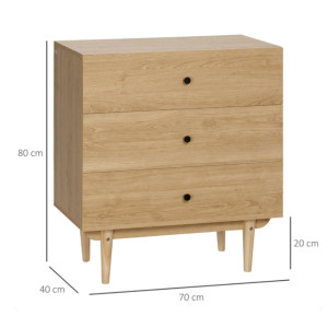 Scandinavian Chest Drawers Large Bedside Table Wooden Cabinet Storage Sideboard - Image 4