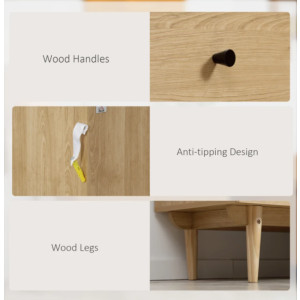 Scandinavian Chest Drawers Large Bedside Table Wooden Cabinet Storage Sideboard - Image 5