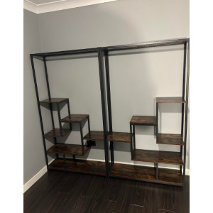 Tall Plant Stand Rustic Metal Rack Flower Pot Hanger Hooks Industrial Bookcase Shelf Unit - Image 4