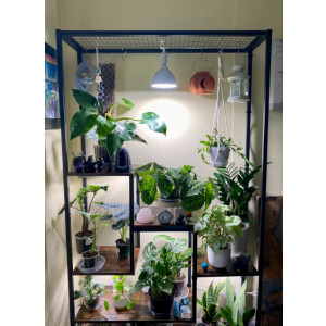 Tall Plant Stand Rustic Metal Rack Flower Pot Hanger Hooks Industrial Bookcase Shelf Unit - Image 6