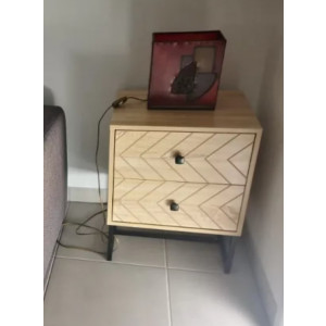 Industrial Bedside Table Vintage Retro Nightstand Rustic Metal Cabinet Room Unit - Image 3