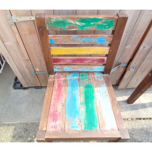 Rustic Dining Chairs Set 2 Solid Wood Kitchen Seat Vintage Industrial Style Furniture - Image 3