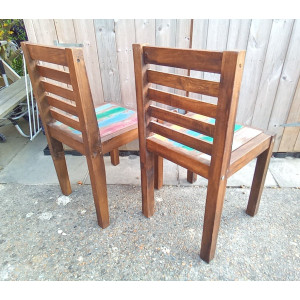 Rustic Dining Chairs Set 2 Solid Wood Kitchen Seat Vintage Industrial Style Furniture - Image 4