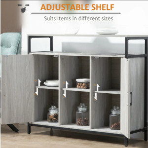 Grey Storage Sideboard Vintage Industrial Cupboard Rustic Metal Side Display Cabinet - Image 3