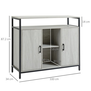 Grey Storage Sideboard Vintage Industrial Cupboard Rustic Metal Side Display Cabinet - Image 4