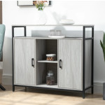 Grey Storage Sideboard Vintage Industrial Cupboard Rustic Metal Side Display Cabinet