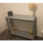 Grey Console Table Modern Storage Display Shelf Side Cabinet Slim Chic Hallway Furniture