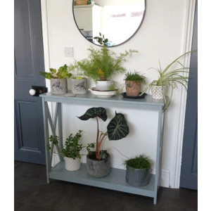 Grey Console Table Modern Storage Display Shelf Side Cabinet Slim Chic Hallway Furniture - Image 3