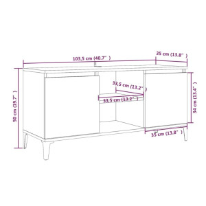 Rustic TV Stand Vintage Industrial Media Cabinet Storage Shelf Door Metal Unit - Image 5