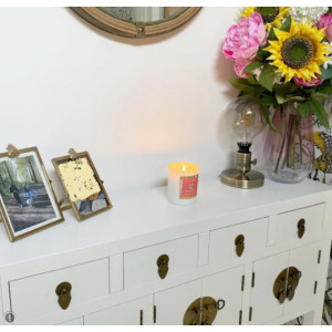 Large Console Table Chinese Oriental Sideboard White Vintage Drawer Furniture - Image 2