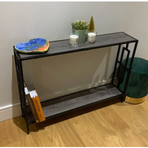 Narrow Console Table Industrial Hallway Furniture Vintage Slim Metal Side Shelf - Image 4