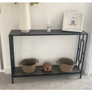 Narrow Console Table Industrial Hallway Furniture Vintage Slim Metal Side Shelf - Image 3