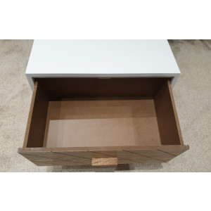 Retro Bedside Table Small 2 Drawer Cabinet Vintage Scandinavian Style Side Unit - Image 3