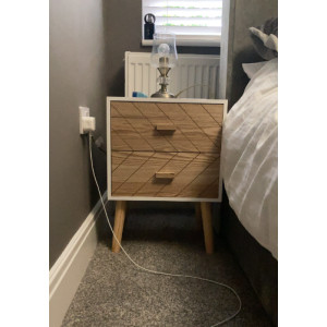 Retro Bedside Table Small 2 Drawer Cabinet Vintage Scandinavian Style Side Unit - Image 4