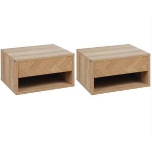 Floating Bedside Tables Set 2 Scandinavian Modern Wall Mounted Cabinet Drawer - Image 7