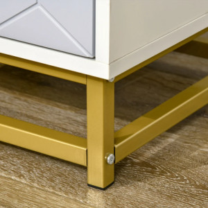 Modern Bedside Table Storage 2 Drawers White Gold Metal Legs Side Cabinet Unit - Image 4