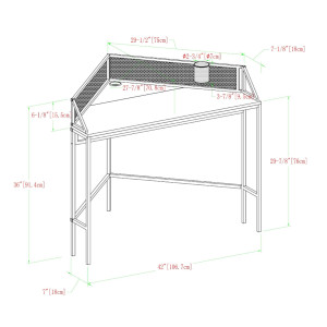 Corner Computer Desk Small Rustic Metal Workstation Vintage Industrial Writing Table - Image 3