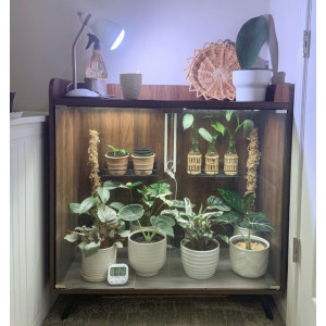 Modern Bar Cabinet Dark Walnut Cupboard Display Glass Doors Wine Storage Shelf Holder Rack - Image 6