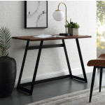 Industrial Computer Desk Rustic Dark Walnut Writing Table Metal PC Home Office Workstation